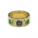 Ring Bandring mit Safir und 2 Smaragden in 18 Kt. 750 Gold Gr. 57