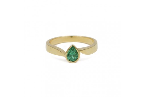 Ring mit kolumbianischem Smaragd Emerald 0,57 ct. in 18 Kt. 750 Gold Gr. 57