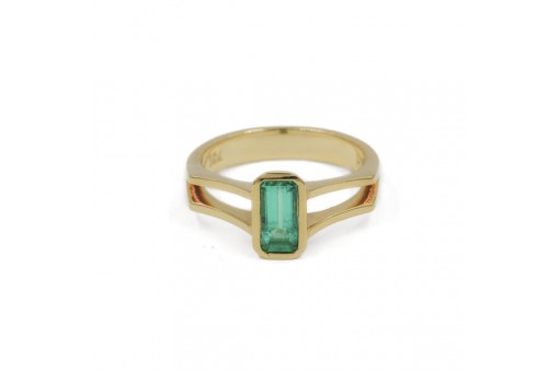 Ring mit kolumbianischem Smaragd Emerald 1,0 ct. in 18 Kt. 750 Gold Gr. 56,5