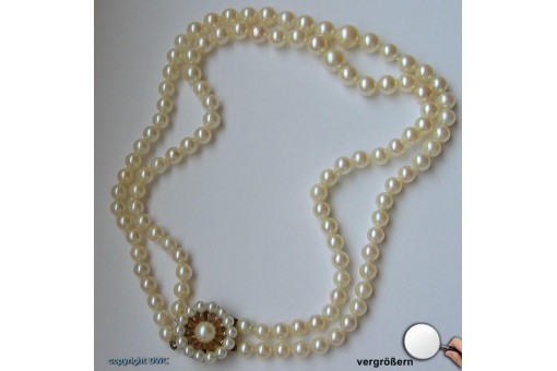 Collier mit Perle Perlen in 18 Kt 750 er Gold Hals Kette Ketten