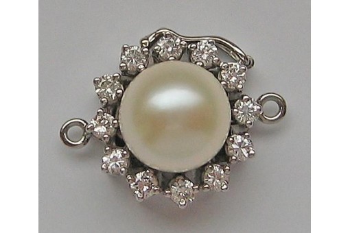 Perlen ketten schließe Verschluss mit Brillanten Perle 18 Kt. 750 er Gold 