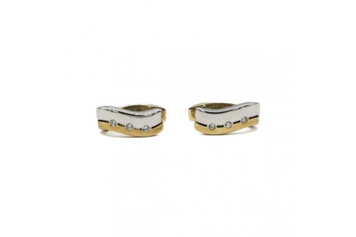 1 Paar Ohrringe Creolen mit Zirkonia in 9 Kt. 375 Gold earrings