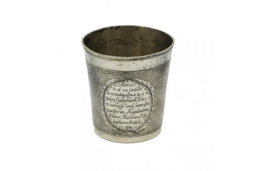 Silberbecher Schlangenhautbecher Taufbecher Ulm 1713 Baptism cup silver antik