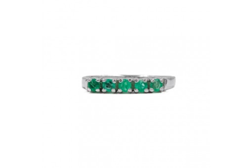 Ring mit 5 Smaragden emerald in 14 Kt 585 Gold Weißgold 55
