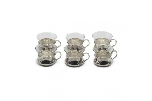 6 Teegläser Tassen mit Silbermontur in 835er Silber tea glasses silver