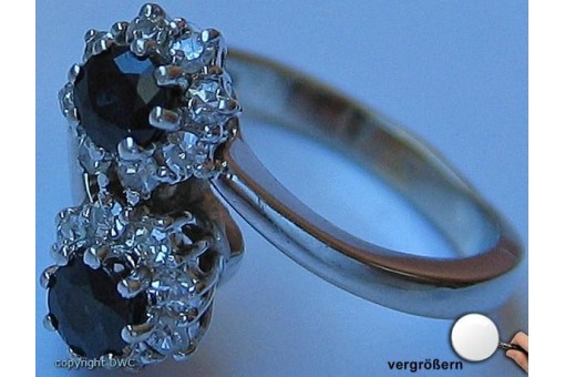 Ring mit Safir Brillant Diamant Saphir Gold in 750 er 18 Kt. Safire Saphire 55