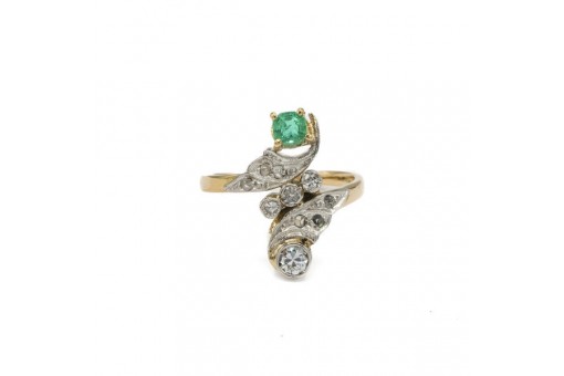 Ring mit Smaragd Emerald und Brillanten in 750 18 kt Gold Grösse: 55