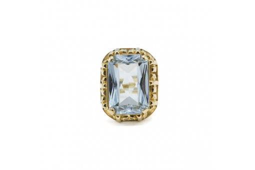 Ring mit Blautopas 16 ct. in 14 Kt. 585 Gelbgold Gr. 62