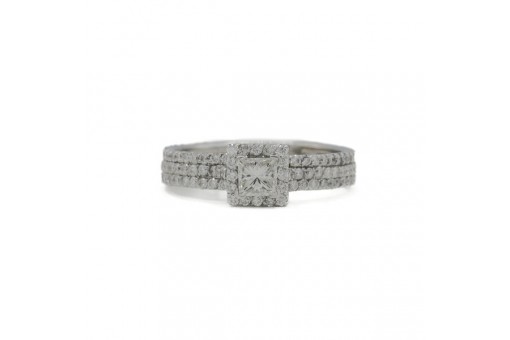 Ring mit Diamant Brillanten in 18 Kt. 750 Weiß gold 55