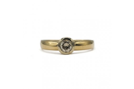 Ring mit Brillantsilitär Diamant 0,35 ct. in 14 Kt. 585 Gold Gr. 59