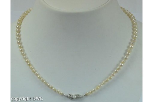 Perlenkette Kette mit Perle Perlen Pearl aus 835 Silber verschluss Ketten 48 cm