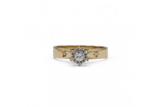 Ring mit Brillanten Diamanten 0,22 ct. in 18 Kt. 750 Gold Gr. 55