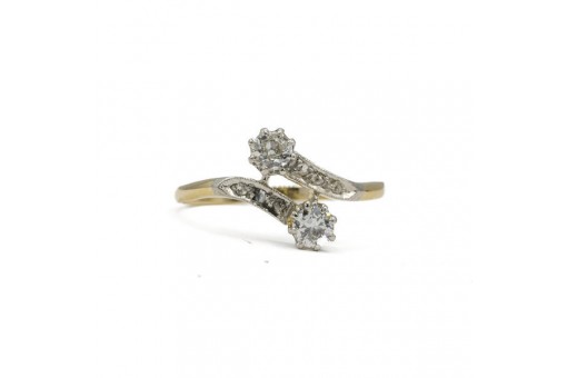 Art déco Ring mit Altschliff Diamanten 0,45 ct. in 585 Gold Gr. 56