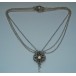 Collier Kropfkette 3-reihig 835 Silber mit Perlen & Granat Tracht Kette 38,5 cm.