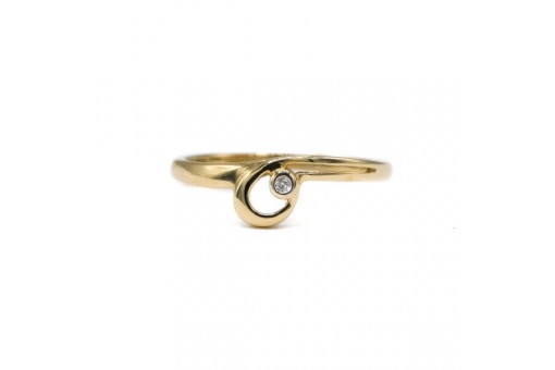 Ring mit Diamant Brillant Solitär in 14 Kt. 585 Gelbgold Gr. 54