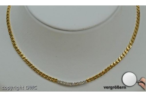 Hals Kette Collier mit Brillant Brillanten Diamant Diamanten Gold 14 Kt 585 