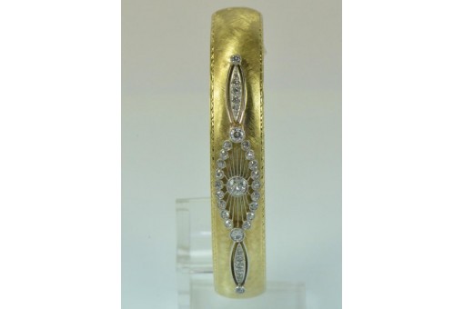 Armreif Armspange mit Diamanten in 14 Kt 585 Gold Biedermeier antik