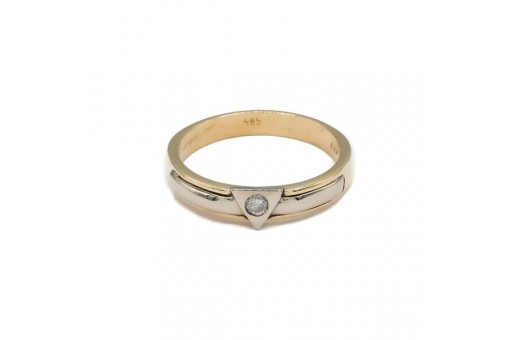 Ring Bandring mit Brillantsolitär 0,07 ct. in 14 Kt. 585 Gold Gr. 56