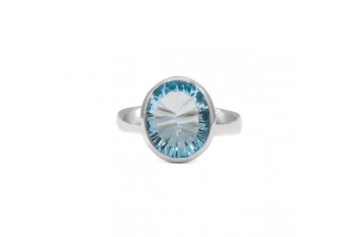Ring 925 Sterling Silber - Sky Blue Topas - Facettiert - Oval - Neu Gr. 57
