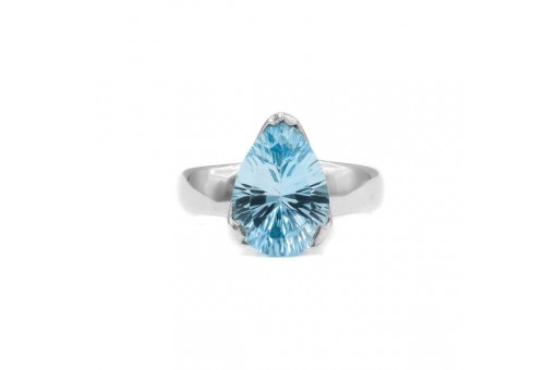Ring 925 Sterling Silber - Sky Blue Topas - Facettiert - Tropfen - Neu Gr. 59