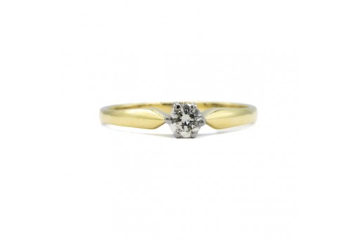 Ring mit Brillantsolitär Diamant 0,25 ct. in 14 Kt. 585 Gelbgold Gr. 55