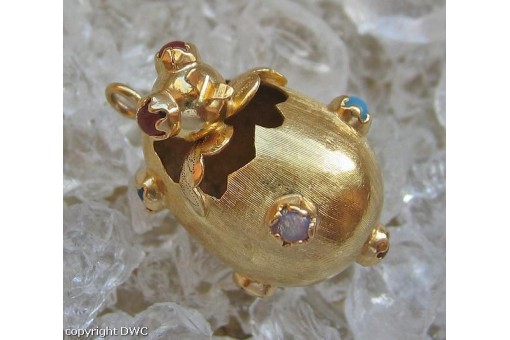 Anhänger mit Safir Türkis aus 18 Kt. 750 er Gold Pendant Saphir Safiren Tracht!