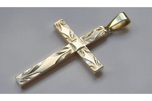 Anhänger für Kette in aus 12 kt 500 er Gold Glauben Gebet zisiliert Kreuz 