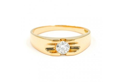 Bandring Herrenring mit Brillantsolitär 0,50ct. Scala in 18 Kt. 750 Gold 66 Top!
