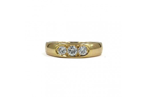 Ring Bandring mit 3 Brillanten 0,50 ct in 18 Kt 750 Gold 57 diamanten