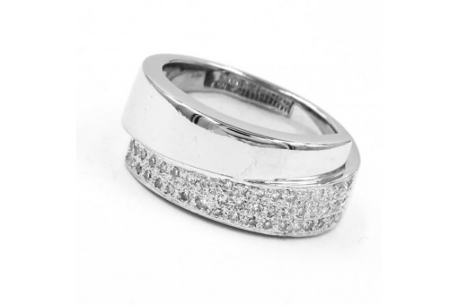 Ring mit 46 Diamanten 0,46 ct in 14 Kt 585 er Gold Weiß gold 55 