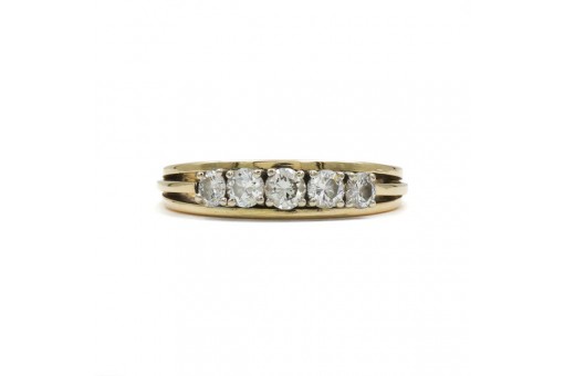 Ring mit 5 Brillanten Diamanten 0,72 ct in 14 Kt 585 Gold 55