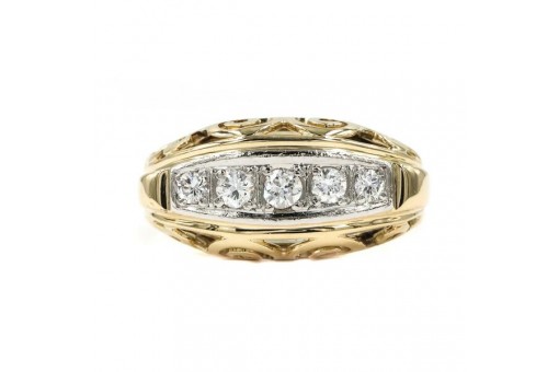Ring mit 5 Brillanten Diamanten 0,44 ct aus in 14 Kt 585 er Gold 50 