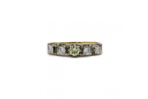 Ring mit 5 Brillanten Diamanten 0,60 ct in 14 Kt 585 Gold Gr. 60