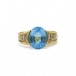 Ring mit Blautopas und 12 Brillanten Diamanten 0,12 ct. in 18 Kt. 750 Gold Gr 59