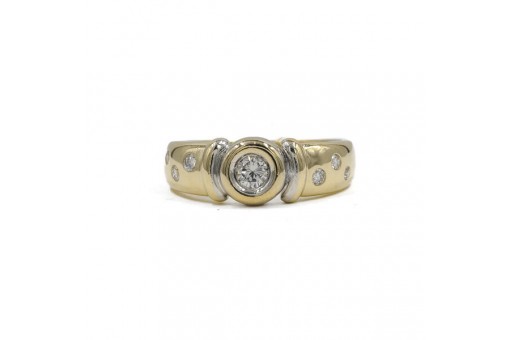 Ring mit 7 Brillanten Diamanten 0,30 ct in 14 Kt 585 Gold 54 fein!