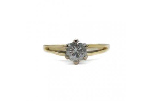Ring mit Brillantsolitär Diamant in 14 Kt. 585 Gelbgold Gr. 52