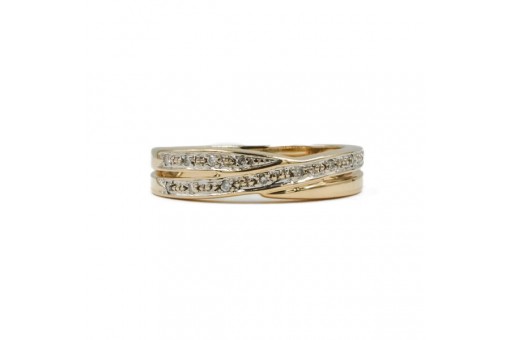 Ring mit 12 Brillanten Diamanten 0,12 ct. in 14 Kt. 585 Gold Damen 61 top