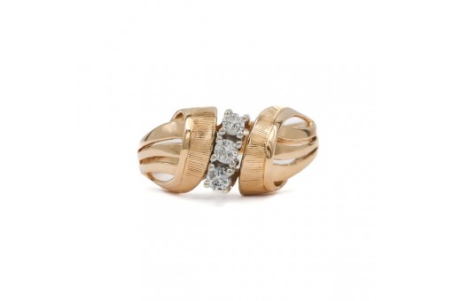 Ring mit 3 Brillanten Diamanten 0,16 ct. in 14 Kt 585 Gold 56 top
