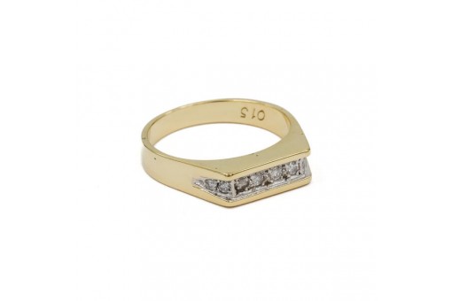 Ring mit 8 Brillanten Diamanten 0,15 ct in 14 Kt. 585 Gold 54