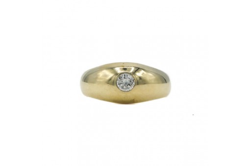 Ring Bandring mit Brillantsolitär 0,25 ct. in 14 Kt. 585 Gelbgold Gr. 53