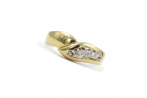 Ring mit 5 Brillanten Diamanten 0,15 ct in 14 Kt. 585 Gold Gelb gold 54
