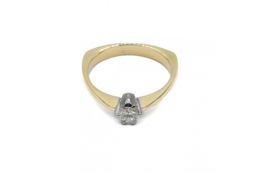 Ring mit Brillantsolitär Diamant 0,24 ct. in 14 Kt. 585 Gelbgold Gr. 53