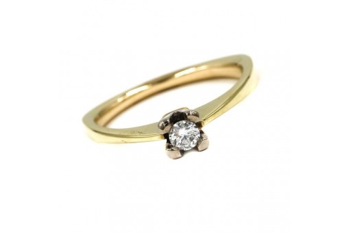 Ring mit Brillantsolitär 0,15 ct. in 14 Kt. 585 er Gold 54 Edles