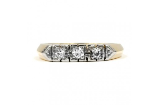 Ring mit 3 Brillanten Diamanten 0,18 ct. in 14 Kt. 585 er Gold 50 Edles