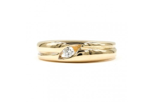 Ring mit Brillantsolitär Diamant 0,10 ct. in 14 Kt. 585 Silitär Gold 58 RAR