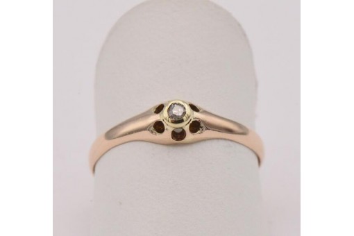 Ring mit Brillanten Diamanten Solitär in 14 Kt 585 er Gold 54 Ringe Top!