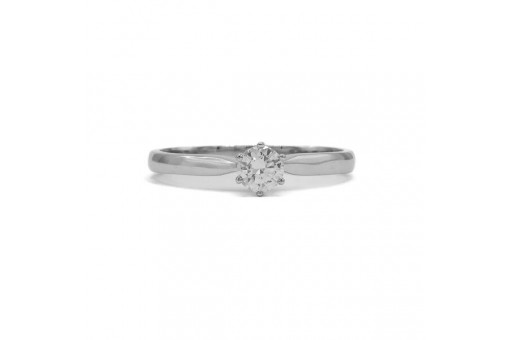 Ring mit Diamant Brillant Solitär 0,30 ct. in 18 Kt. 750 Weißgold Gr. 54