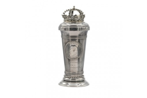 Schützenpokal Deckelbecher Kelch 800 Silber Münze 5 Mark König Ludwig III. 1914