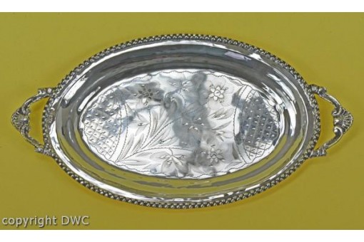 Serviertablett Silbertablett Tablett aus 800 Silber silver tray L.23,5 cm 