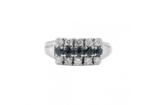 Ring mit Safire Saphir Brillanten Diamanten in aus 14 Kt 585 er Gold 61 Fein!